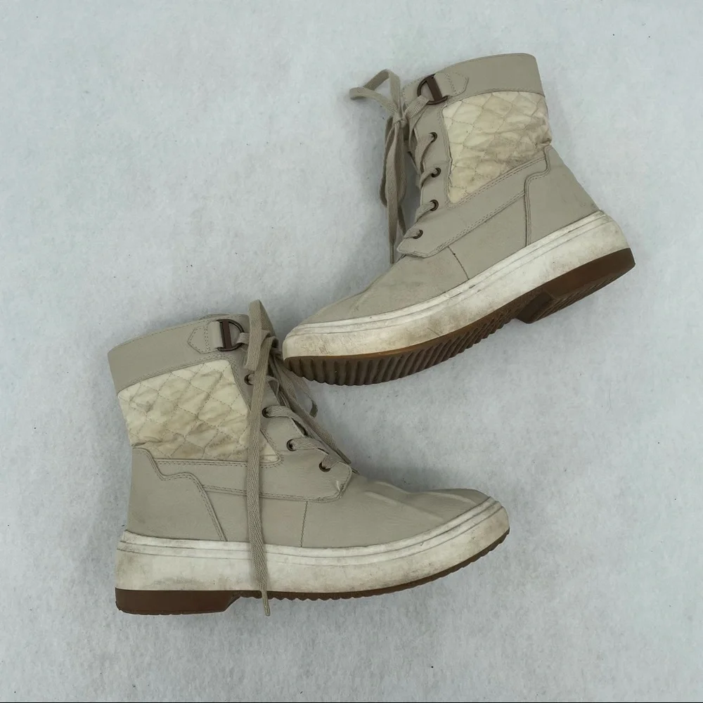 MERRELL Women’s Holly Mid Waterproof Lace Up Duck Boot Rain Boot in Oyster sz: 8 - Picture 2 of 12